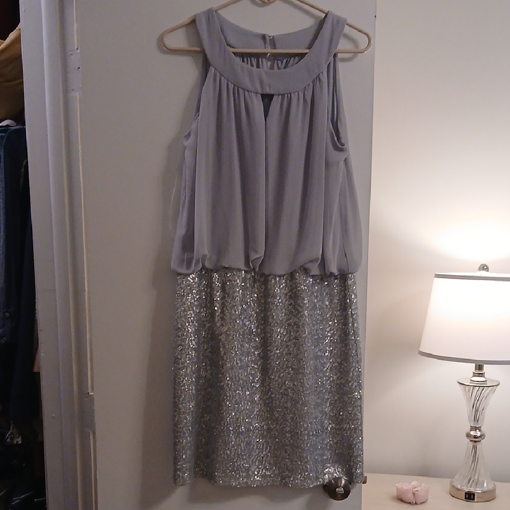 Scarlett Silver and Gray Midi Dress